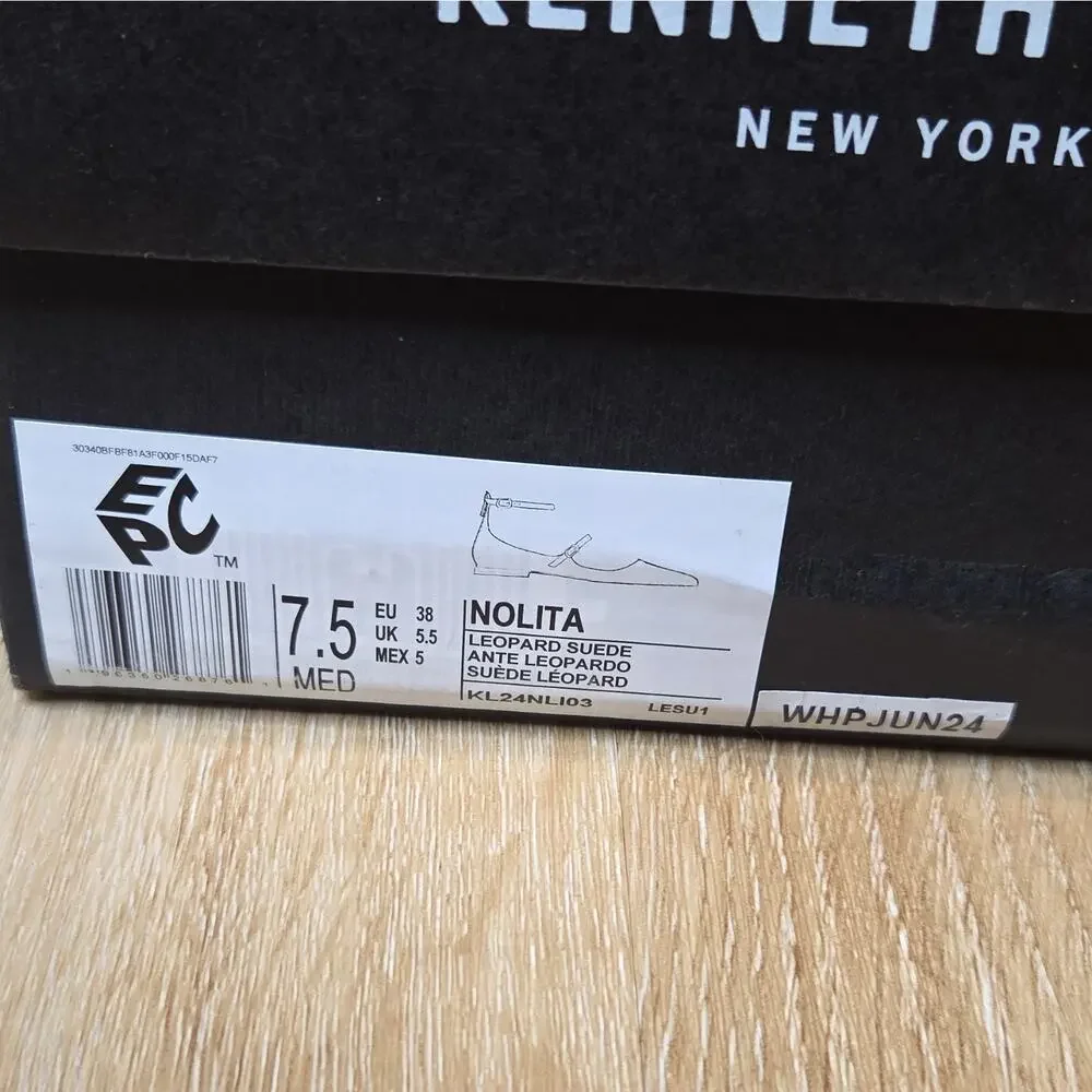 Kenneth Cole New York Women's Suede Leopard Mary Jane Flats 7.5M FAST SHIPPING